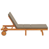 Sun Lounger Reclining Brown 199 x 63 x 85 cm Solid Acacia Wood - 45-Degree Angle