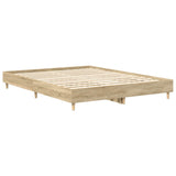 Bed Frame No Mattress Sonoma Oak 150x200 cm Engineered Wood - Close-Up Angle