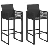 3 Piece Garden Bar Set without Cushions Black Poly Rattan Acacia - Top-Down View