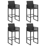 5 Piece Garden Bar Set without Cushions Black Poly Rattan Acacia - Top-Down View
