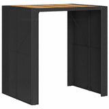 5 Piece Garden Bar Set with Cushions Black Poly Rattan Acacia - Top-Down View