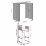 5 Piece Garden Bar Set with Cushions Black Poly Rattan Acacia - Low Angle