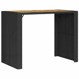 5 Piece Garden Bar Set with Cushions Black Poly Rattan Acacia - Top-Down View