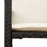 5 Piece Garden Bar Set with Cushions Black Poly Rattan Acacia - Close-Up Angle