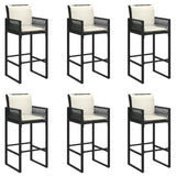 7 Piece Garden Bar Set with Cushions Black Poly Rattan Acacia - Top-Down View