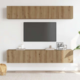 4 Piece Wall-mounted TV Cabinet Set Artisan Oak Engineered Wood - Side View
