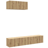 3 Piece TV Cabinet Set Wall-mounted Artisan Oak Engineered Wood - Front View
