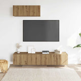 3 Piece TV Cabinet Set Wall-mounted Artisan Oak Engineered Wood - Side View