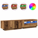 TV Cabinet with LED Lights Old Wood 180x35x40 cm Engineered Wood - Front View
