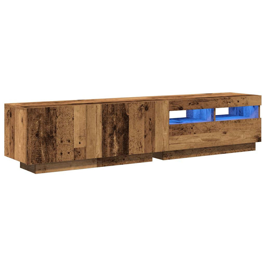 TV Cabinet with LED Lights Old Wood 180x35x40cm Engineered Wood, image 3