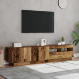 TV Cabinet with LED Lights Old Wood 180x35x40 cm Engineered Wood - Top-Down View