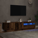TV Cabinet with LED Lights Old Wood 180x35x40cm Engineered Wood, image 5