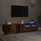 TV Cabinet with LED Lights Old Wood 180x35x40 cm Engineered Wood - 45-Degree Angle