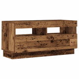 TV Cabinet with LED Lights Old Wood 180x35x40 cm Engineered Wood - Rear View