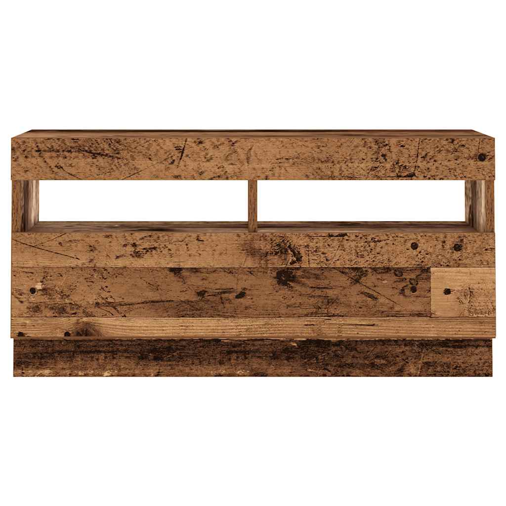 TV Cabinet with LED Lights Old Wood 180x35x40 cm Engineered Wood