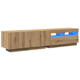 TV Cabinet with LED Lights Artisan Oak 180x35x40 cm Engineered Wood - Side View