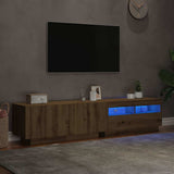 TV Cabinet with LED Lights Artisan Oak 180x35x40 cm Engineered Wood - 45-Degree Angle
