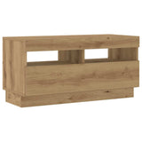 TV Cabinet with LED Lights Artisan Oak 180x35x40 cm Engineered Wood - Rear View