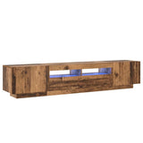TV Cabinet with LED Lights Old Wood 200x35x40 cm Engineered Wood - Front View