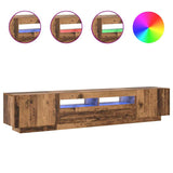 TV Cabinet with LED Lights Old Wood 200x35x40 cm Engineered Wood - Top-Down View
