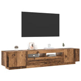 TV Cabinet with LED Lights Old Wood 200x35x40 cm Engineered Wood - 45-Degree Angle