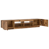 TV Cabinet with LED Lights Old Wood 200x35x40 cm Engineered Wood - Rear View