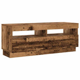TV Cabinet with LED Lights Old Wood 200x35x40 cm Engineered Wood - Low Angle