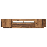 TV Cabinet with LED Lights Old Wood 200x35x40 cm Engineered Wood - Extra Image