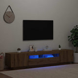 TV Cabinet with LED Lights Artisan Oak 200x35x40 cm Engineered Wood