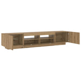 TV Cabinet with LED Lights Artisan Oak 200x35x40 cm Engineered Wood - Rear View