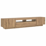 TV Cabinet with LED Lights Artisan Oak 200x35x40 cm Engineered Wood - Close-Up Angle