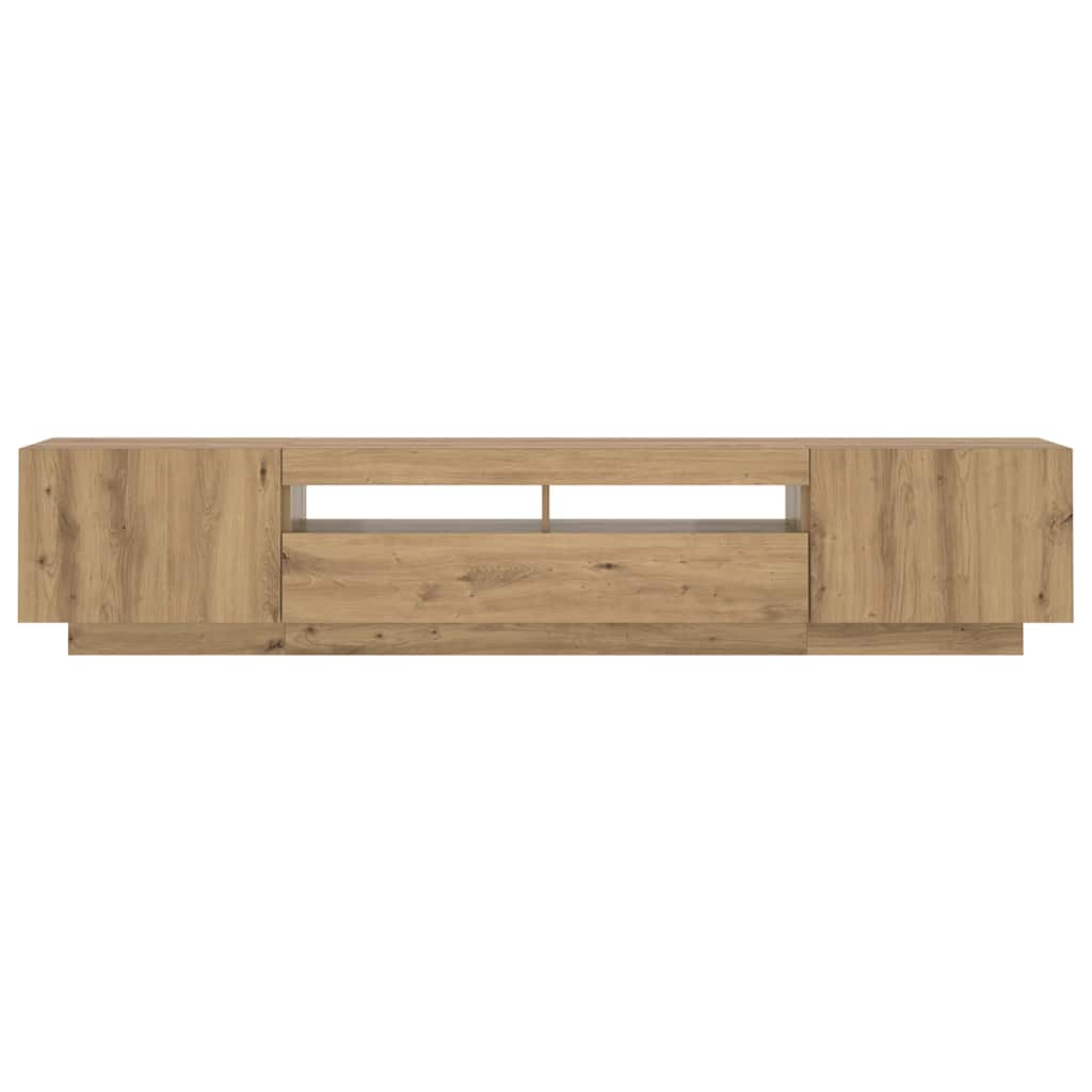 TV Cabinet with LED Lights Artisan Oak 200x35x40 cm Engineered Wood
