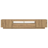 TV Cabinet with LED Lights Artisan Oak 200x35x40 cm Engineered Wood - Extra Image