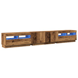TV Cabinet with LED Lights Old Wood 260x35x40 cm Engineered Wood - Side View