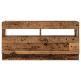 TV Cabinet with LED Lights Old Wood 260x35x40 cm Engineered Wood - Close-Up Angle