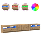 TV Cabinet with LED Lights Artisan Oak 260x35x40 cm Engineered Wood - Front View