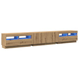 TV Cabinet with LED Lights Artisan Oak 260x35x40 cm Engineered Wood - Side View