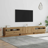 TV Cabinet with LED Lights Artisan Oak 260x35x40 cm Engineered Wood