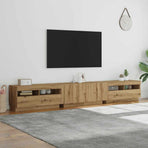 TV Cabinet with LED Lights Artisan Oak 260x35x40 cm, image 4