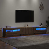 TV Cabinet with LED Lights Artisan Oak 260x35x40 cm Engineered Wood - 45-Degree Angle