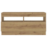 TV Cabinet with LED Lights Artisan Oak 260x35x40 cm Engineered Wood - Close-Up Angle