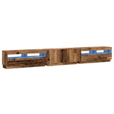TV Cabinet with LED Lights Old Wood 300x35x40 cm Engineered Wood - Side View