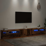 TV Cabinet with LED Lights Old Wood 300x35x40 cm Engineered Wood - 45-Degree Angle