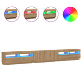 TV Cabinet with LED Lights Artisan Oak 300x35x40 cm Engineered Wood - Front View