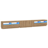 TV Cabinet with LED Lights Artisan Oak 300x35x40 cm Engineered Wood - Side View