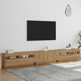 TV Cabinet with LED Lights Artisan Oak 300x35x40 cm Engineered Wood - Top-Down View