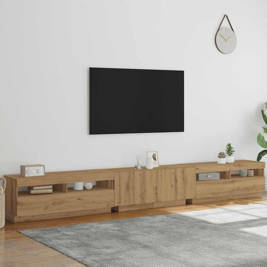 TV Cabinet with LED Lights Artisan Oak 300x35x40 cm