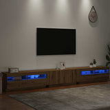 TV Cabinet with LED Lights Artisan Oak 300x35x40 cm Engineered Wood - 45-Degree Angle