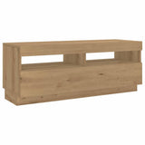 TV Cabinet with LED Lights Artisan Oak 300x35x40 cm Engineered Wood - Rear View