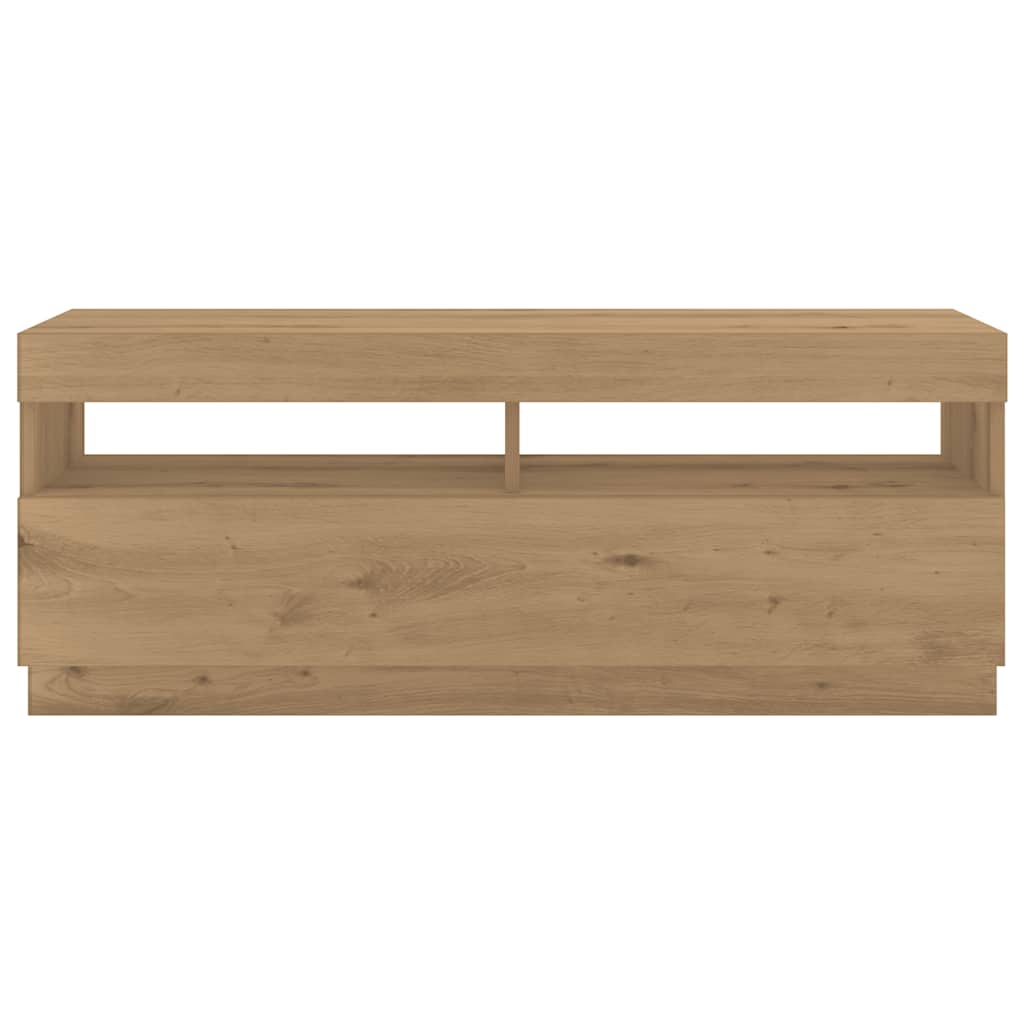 TV Cabinet with LED Lights Artisan Oak 300x35x40 cm Engineered Wood
